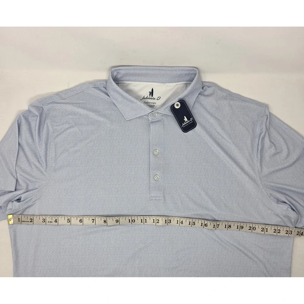 NEW Johnnie-O Featherweight Marlin Golf Polo Shirt Men Large Purple Geo AOP NWT